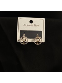 Сережки круглі з камінцями золотого кольору англійський замок 33354