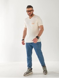 Чоловіча футболка з візерунком бежевого кольору 33361