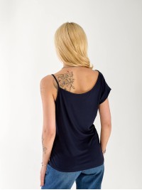 Майка жіноча на одне плече синього кольору 33362