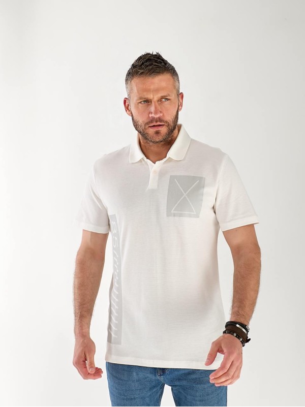 Футболка чоловіча поло білого кольору 33364