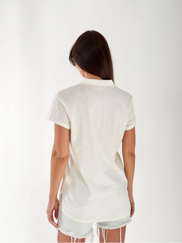 Жіноча футболка поло з написом білого кольору 33366