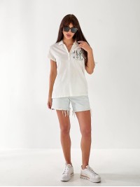 Жіноча футболка поло з написом білого кольору 33366