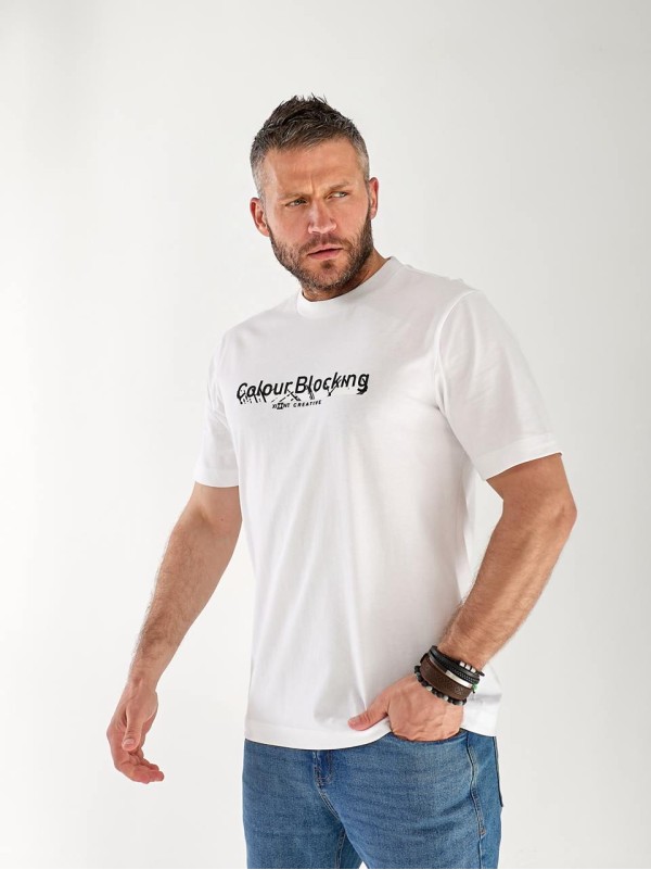 Чоловіча футболка з написом білого кольору 33367