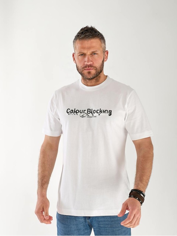 Чоловіча футболка з написом білого кольору 33367