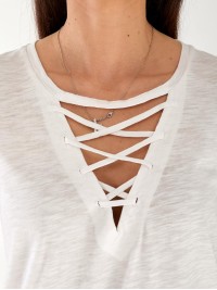 Жіноча футболка з зав'язками білого кольору 33368