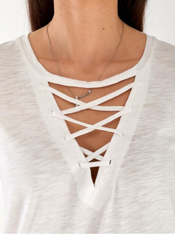 Жіноча футболка з зав'язками білого кольору 33368