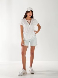 Жіноча футболка з зав'язками білого кольору 33368