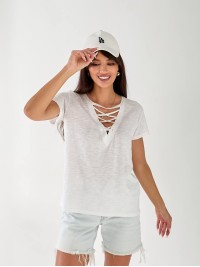 Жіноча футболка з зав'язками білого кольору 33368