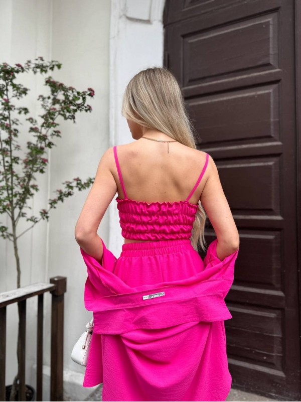 Жіночий літній костюм 3-ка малинового кольору 33371