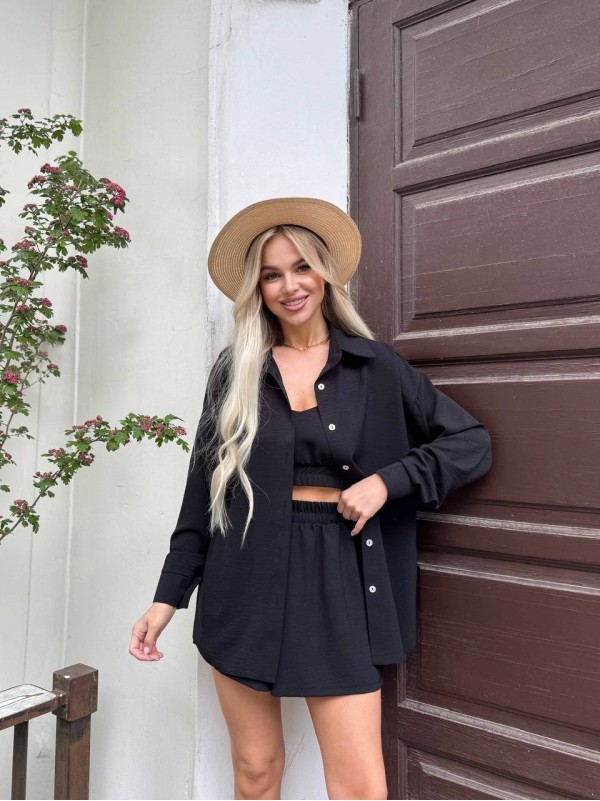 Жіночий літній костюм 3-ка чорного кольору 33376