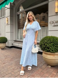 Літня сукня міді блакитного кольору 33377