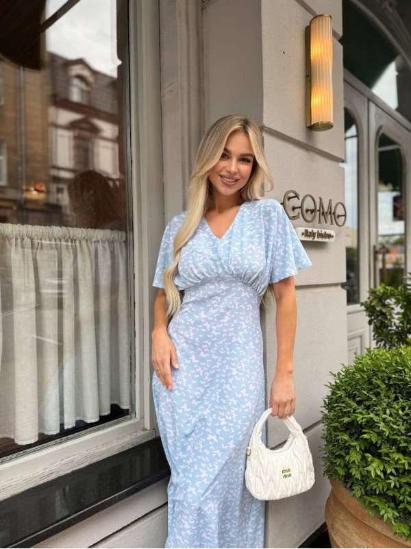 Літня сукня міді блакитного кольору 33377