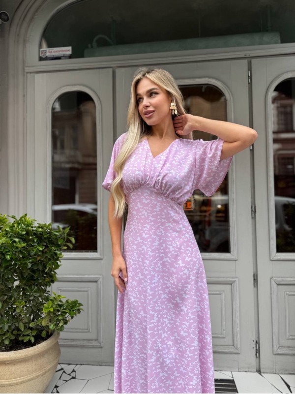 Літня сукня міді рожевого кольору 33378