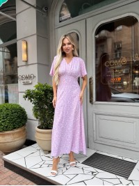 Літня сукня міді рожевого кольору 33378