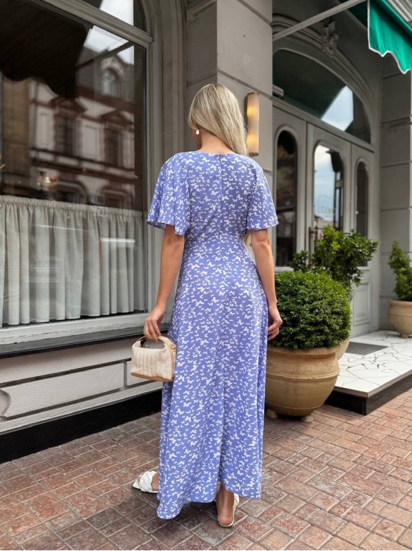 Літня сукня міді свiло-синього кольору 33379