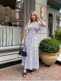 Літня сукня міді бiлого кольору 33380