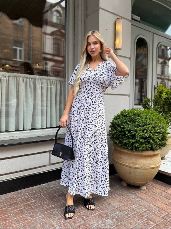 Літня сукня міді бiлого кольору 33380