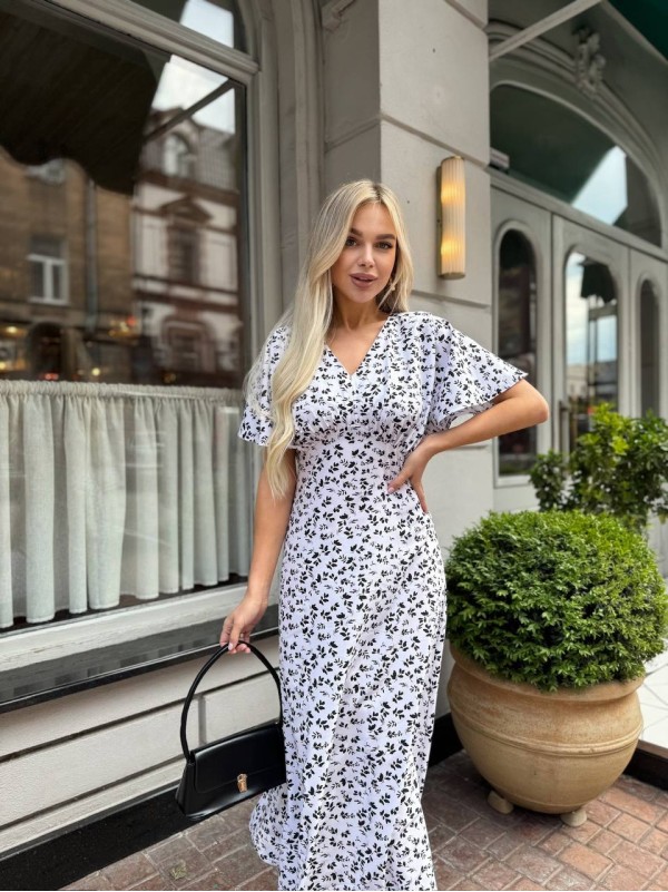 Літня сукня міді бiлого кольору 33380