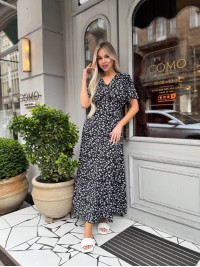 Літня сукня міді чорного кольору 33381