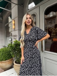 Літня сукня міді чорного кольору 33381