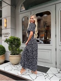 Літня сукня міді чорного кольору 33381