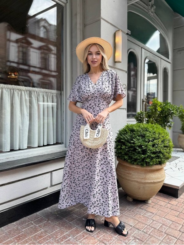 Літня сукня міді бежевого кольору 33382