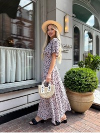 Літня сукня міді бежевого кольору 33382