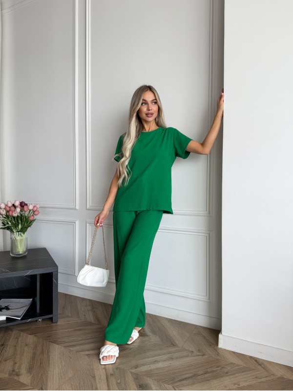 Жіночий легкий прогулянковий костюм зеленого кольору 33391