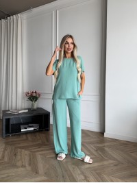 Жіночий легкий прогулянковий костюм м'ятного кольору 33392