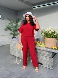 Жіночий легкий прогулянковий костюм червоного кольору 33403