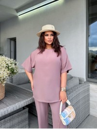 Жіночий легкий прогулянковий костюм пудрового кольору 33405