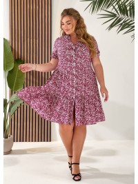 Літня сукня вільного крою на ґудзиках бордового кольору 33407