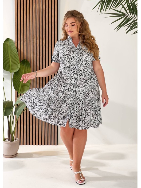 Літня сукня вільного крою на ґудзиках молочного кольору 33410