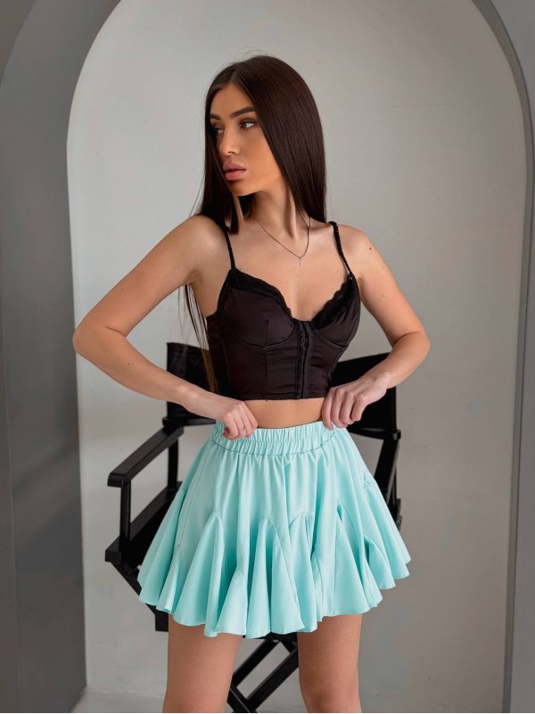Повітряна спідниця-шорти м'ятного кольору 33420