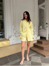 Жіночий літній костюм 3-ка жовтого кольору 33426