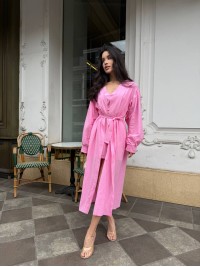 Літня сукня міні+накидка рожевого кольору 33428