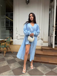 Літня сукня міні+накидка блакитного кольору 33429