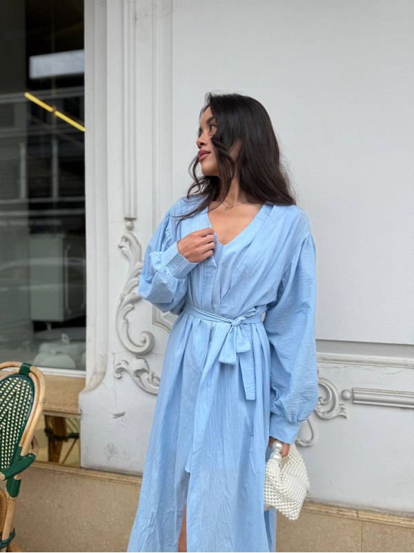 Літня сукня міні+накидка блакитного кольору 33429