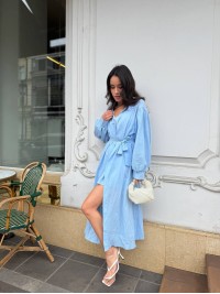 Літня сукня міні+накидка блакитного кольору 33429