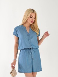 Жіночий джинсовий комбінезон синього кольору 33448