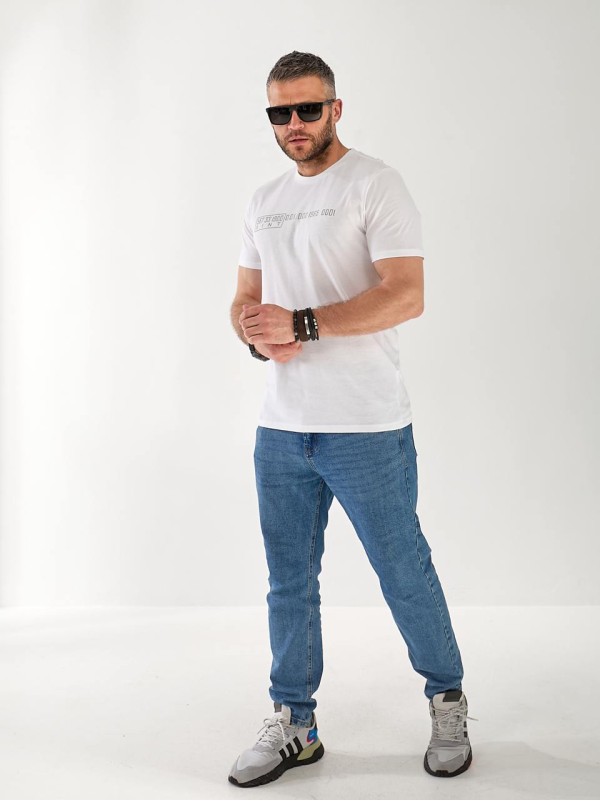 Чоловіча футболка з цифрами білого кольору 33449