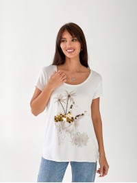 Жіноча футболка з малюнком білого кольору 33450