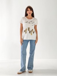 Жіноча футболка з малюнком білого кольору 33451