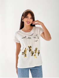 Жіноча футболка з малюнком білого кольору 33451