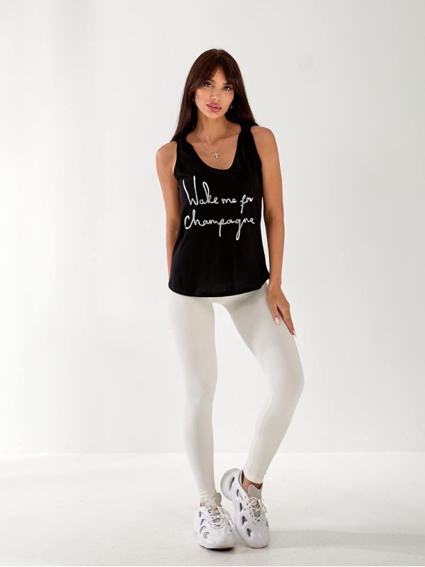 Майка базова жіноча з написом чорного кольору 33454