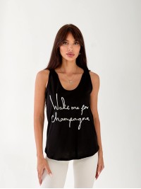 Майка базова жіноча з написом чорного кольору 33454