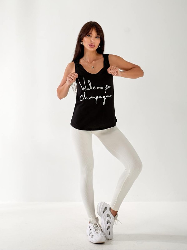 Майка базова жіноча з написом чорного кольору 33454