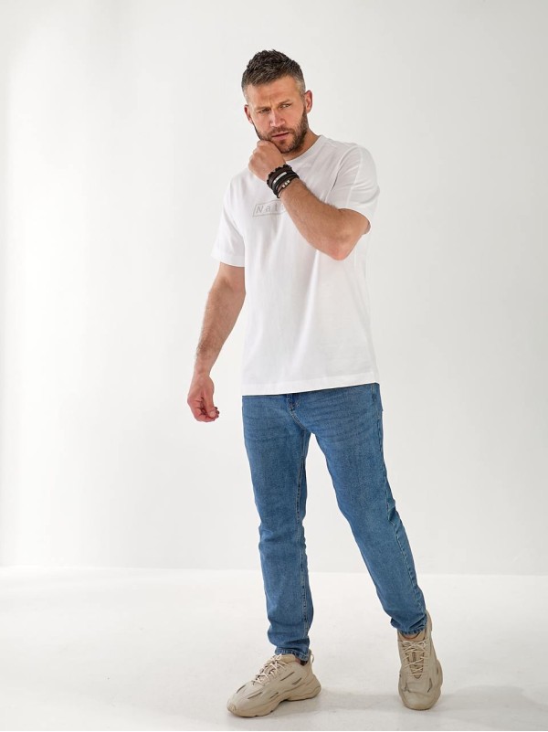 Чоловіча футболка з написом білого кольору 33455