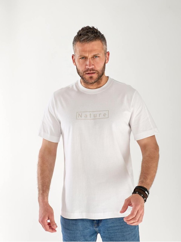 Чоловіча футболка з написом білого кольору 33455