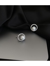 Сережки Перлина англійський замок срібного кольору 33456